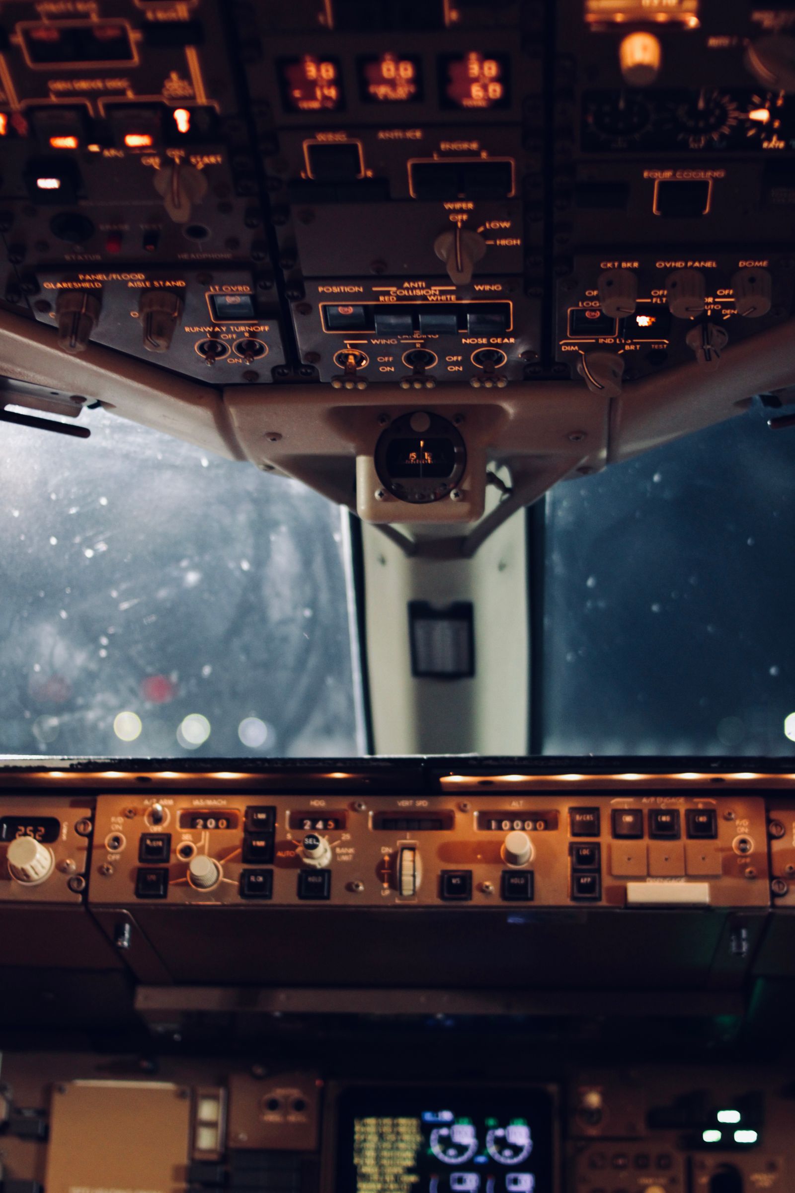 The flight deck of a private jet